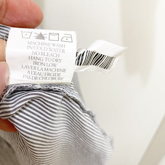 SALE 🔥2/$20🔥 Costa Blanca Long Cotton Stripe Button Shirt Dress S White Grey - Picture 8 of 10